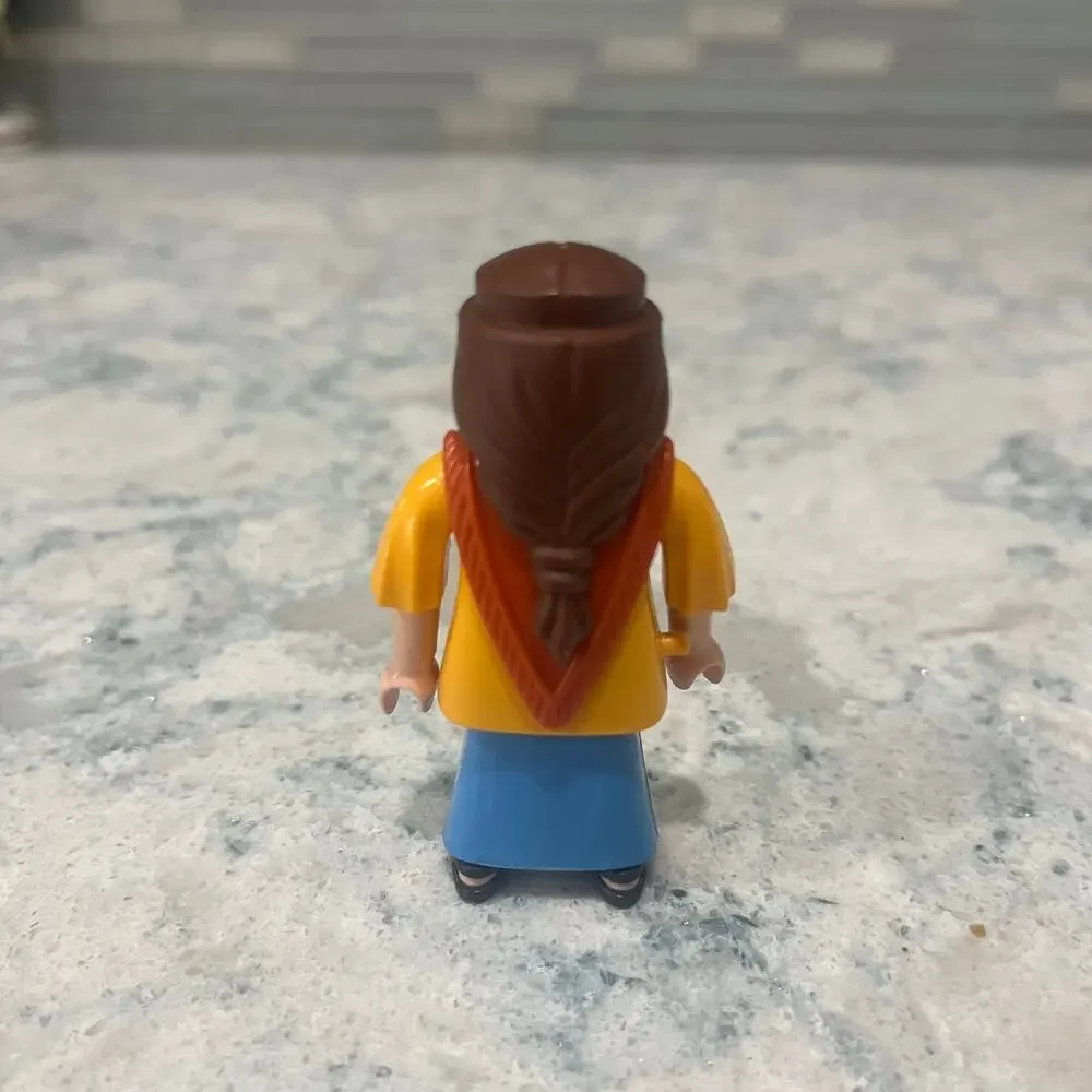PLAYMOBIL Female Peasant Figure - Yellow Tunic Blue Skirt Nativity Shepherdess